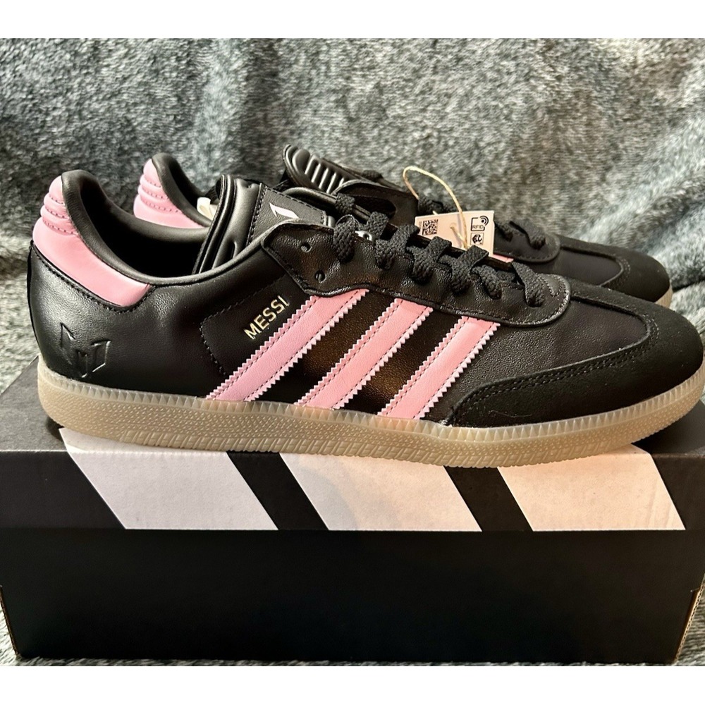 Lionel Messi x adidas Samba Inter Miami CF Black Pink  JP7845 Size 9 - Men's - Picture 2 of 9